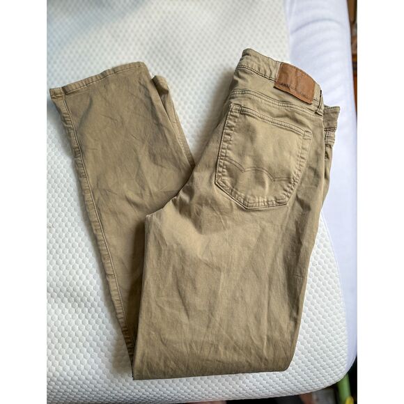 Mens AE Khaki Flex Soft Twill Original Straight Pant size 34 x 34 EUC - Picture 1 of 6